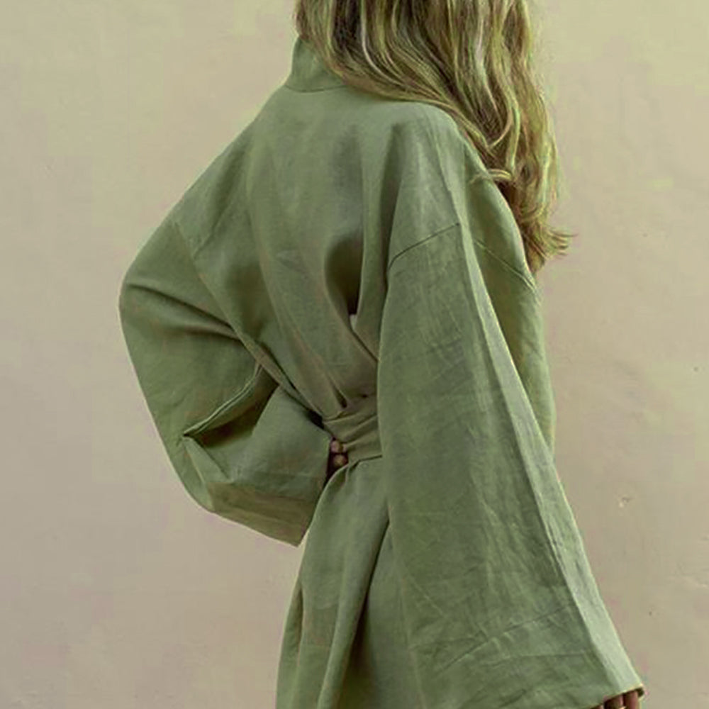 Valantomode | Chic Bohemian Kimono Dress with Belt for Effortless Style