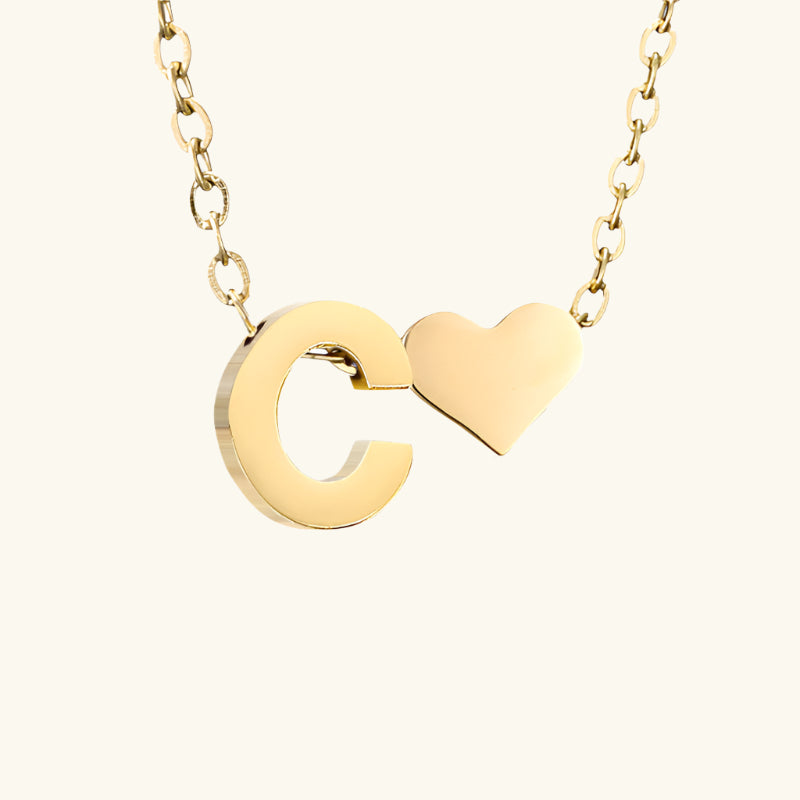 Valantomode | Plated Initial and Heart Charm Necklace for Women