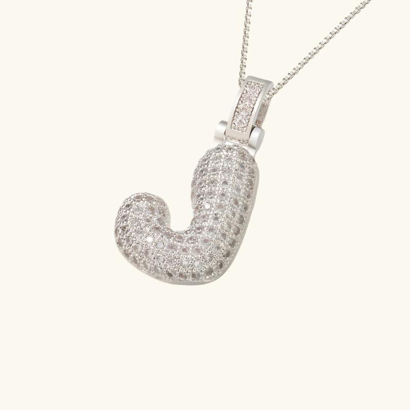 Valantomode | Plated Letter Luxe Necklace with Alphanumeric Architecture and Refractive Assets