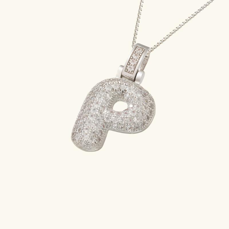 Valantomode | Plated Letter Luxe Necklace with Alphanumeric Architecture and Refractive Assets