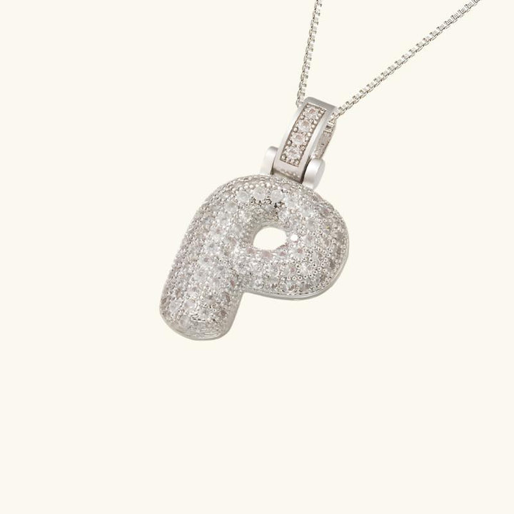 Valantomode | Plated Letter Luxe Necklace with Alphanumeric Architecture and Refractive Assets