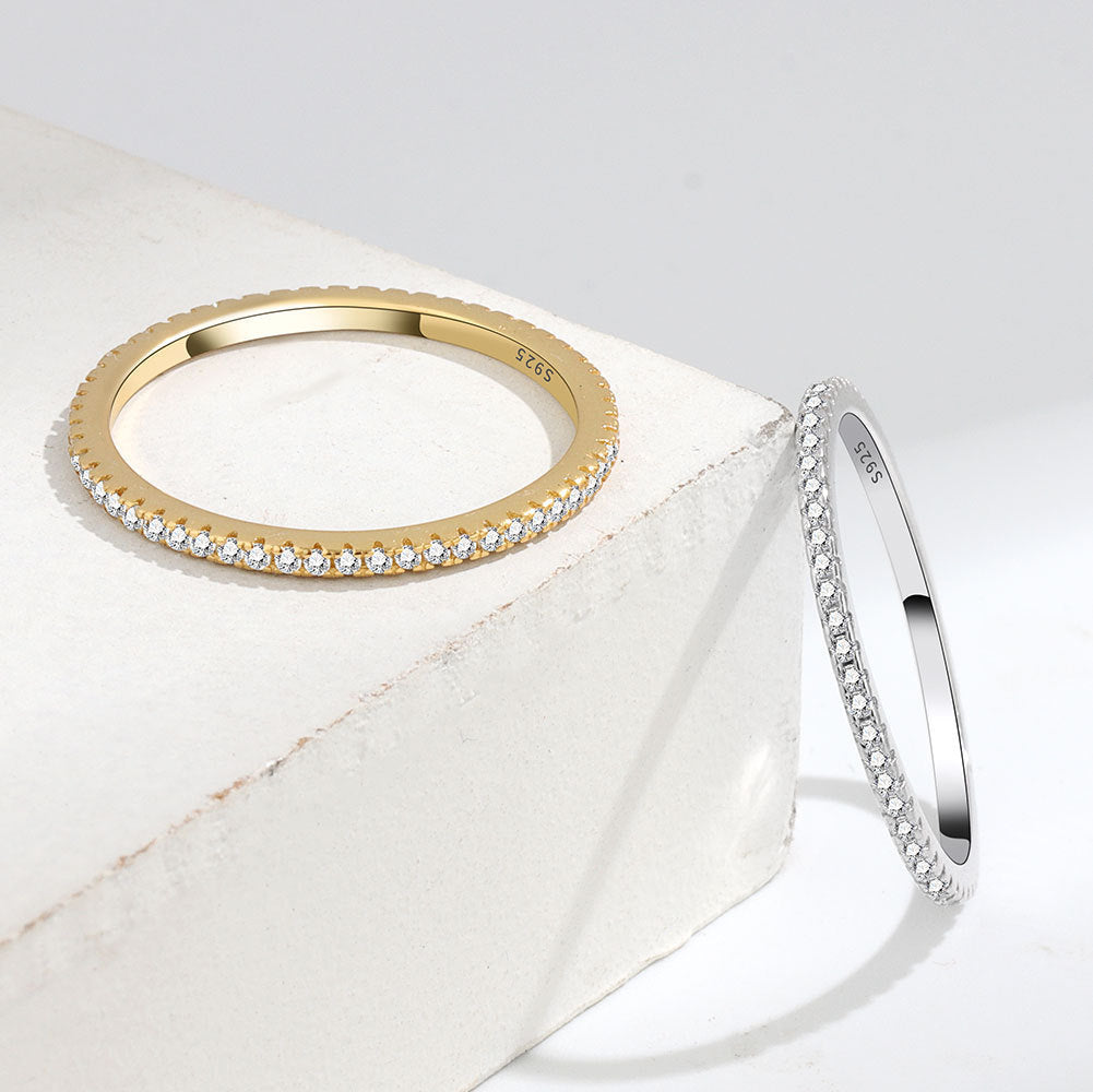 Valantomode | Gold Plated Slim CZ Ring for Women