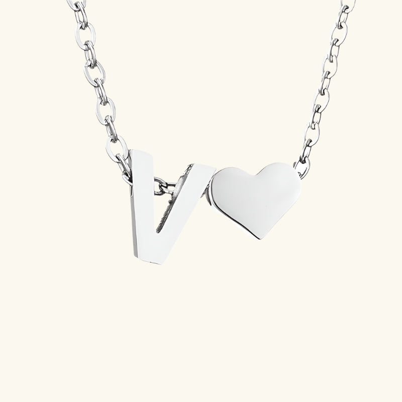 Valantomode | Plated Initial and Heart Charm Necklace for Women