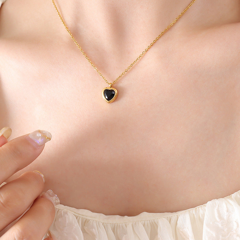 Valantomode | Heavyweight Plated Heart Pendant Necklace with CZ for Women