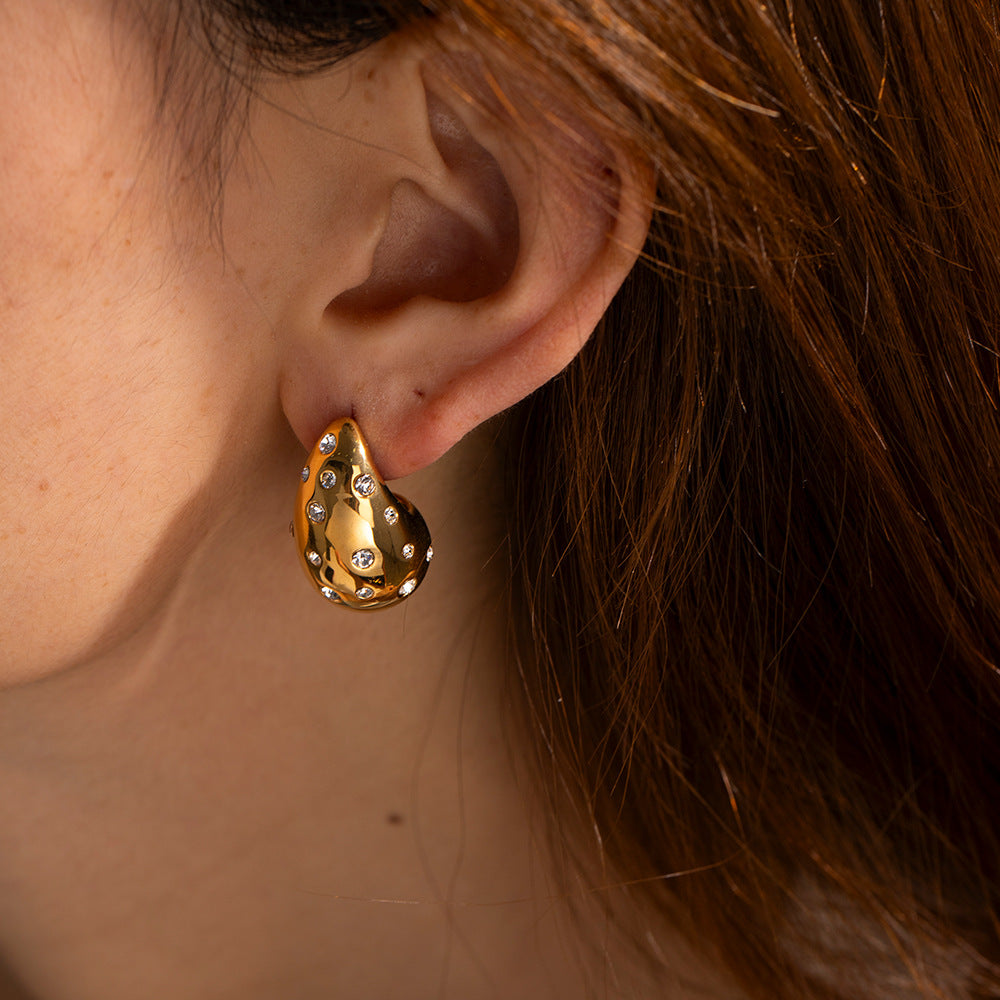 Valantomode | Plated Teardrop Earrings with High-Refractive CZ Assets for Women