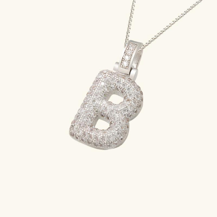 Valantomode | Plated Letter Luxe Necklace with Alphanumeric Architecture and Refractive Assets