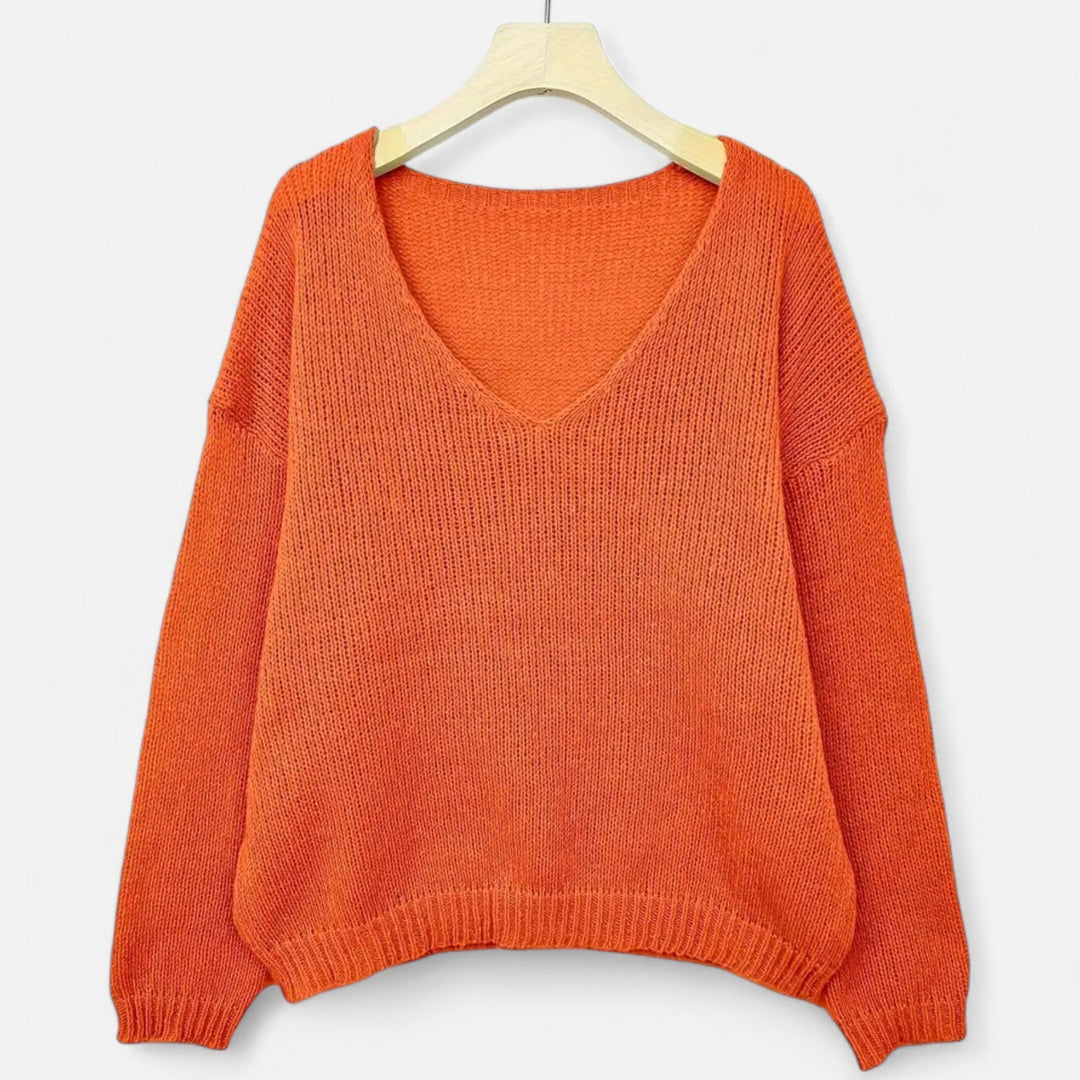 Valantomode | Women’s V-Neck Pullover Sweater – Essential Metropolitan Knitwear