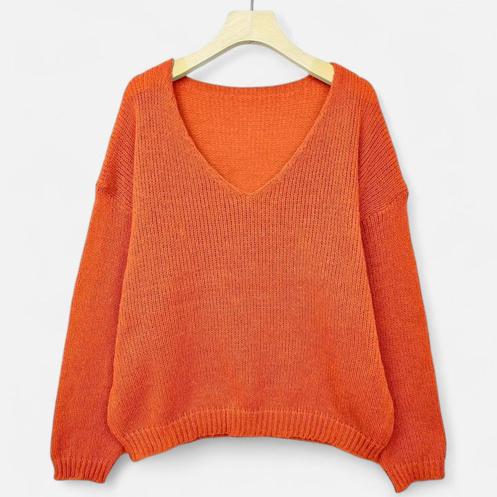 Valantomode | Women’s V-Neck Pullover Sweater – Essential Metropolitan Knitwear