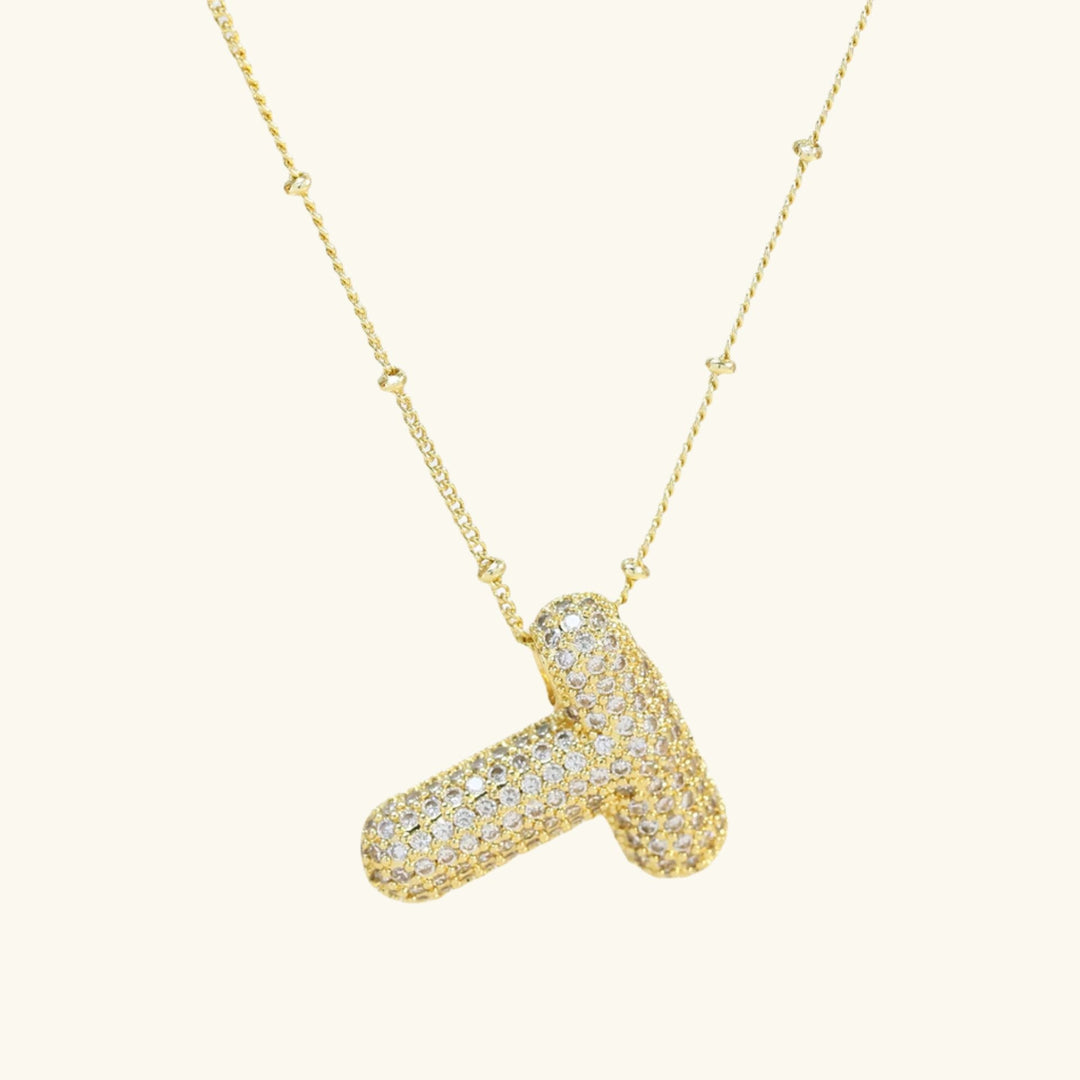 Valantomode | Gold Plated Bubble Initial Necklace for Women