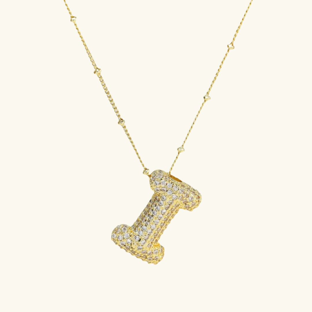 Valantomode | Gold Plated Bubble Initial Necklace for Women