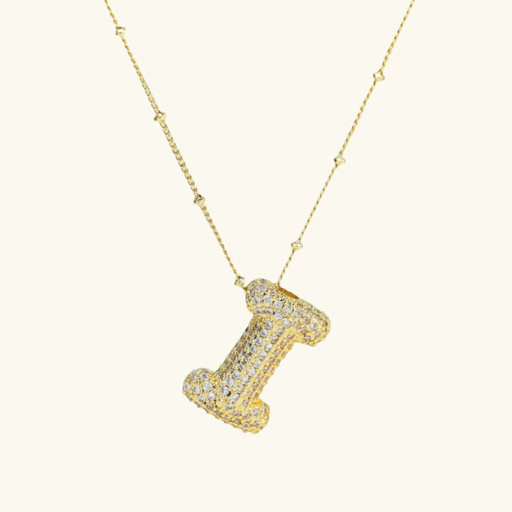 Valantomode | Gold Plated Bubble Initial Necklace for Women