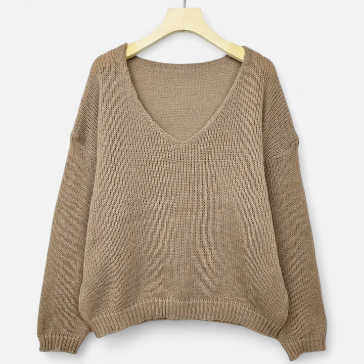 Valantomode | Women’s V-Neck Pullover Sweater – Essential Metropolitan Knitwear