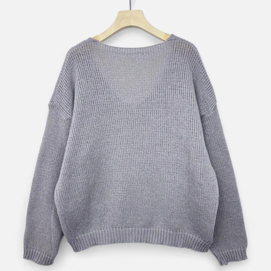 Valantomode | Women’s V-Neck Pullover Sweater – Essential Metropolitan Knitwear