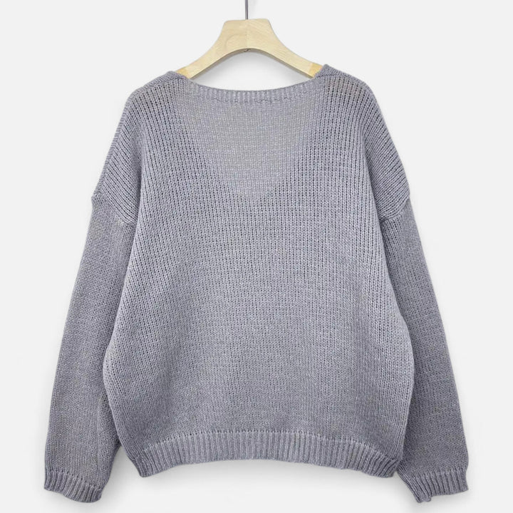 Valantomode | Women’s V-Neck Pullover Sweater – Essential Metropolitan Knitwear