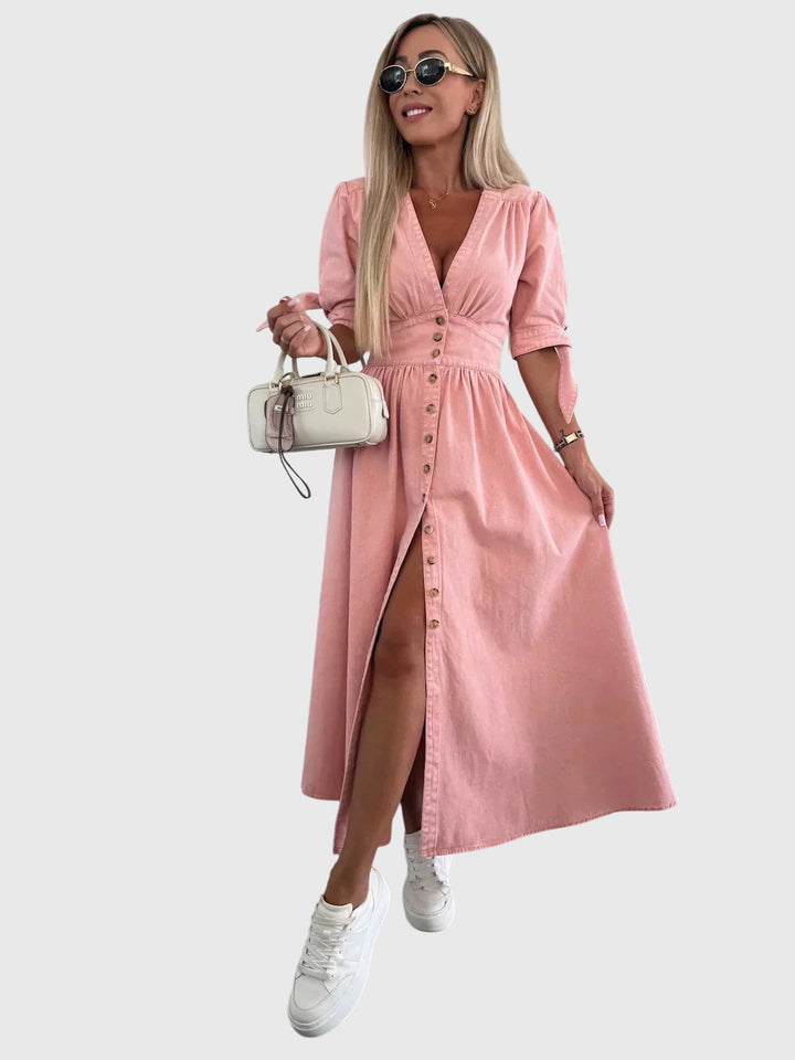 Valantomode | Stylish Denim Dress for Casual Outings and Summer Fun