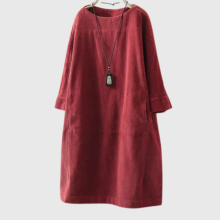 Valantomode | Chic Corduroy Midi Dress for Effortless Everyday Style