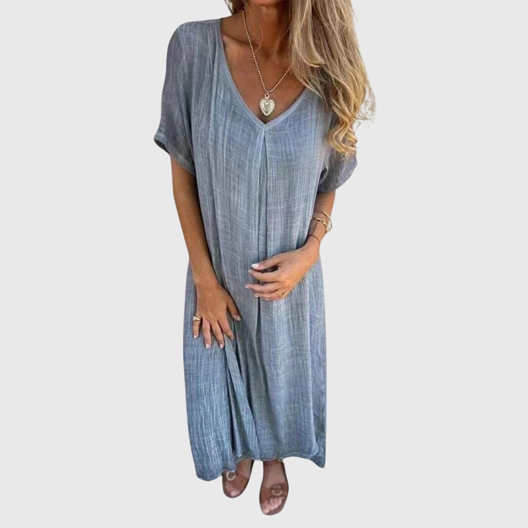 Valantomode | Stylish V-Neck Dress for Effortless Everyday Elegance