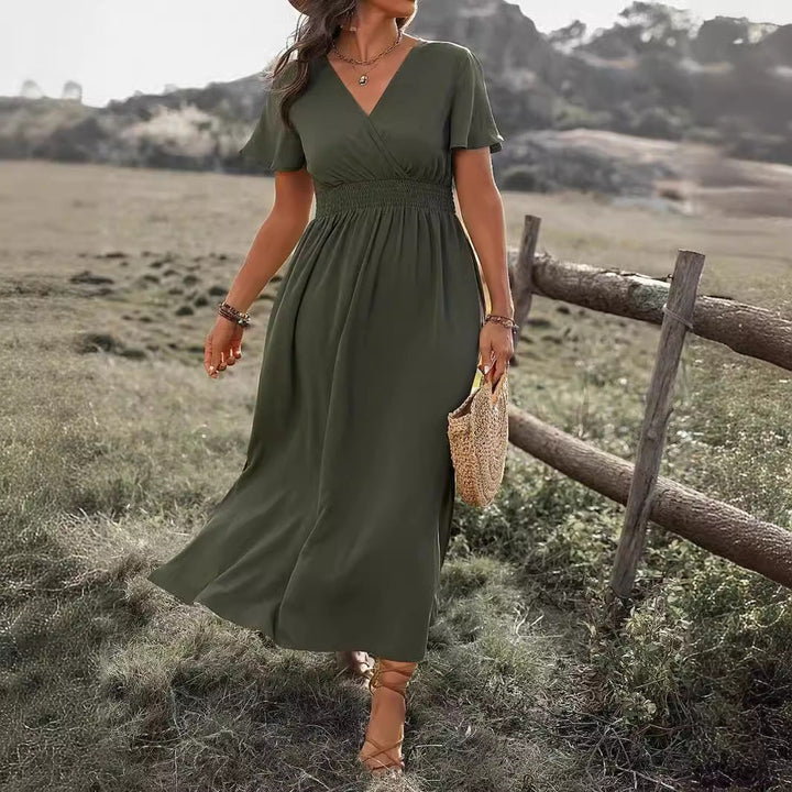 Valantomode | Long Sleeve Dress with Stylish Side Slit for Women