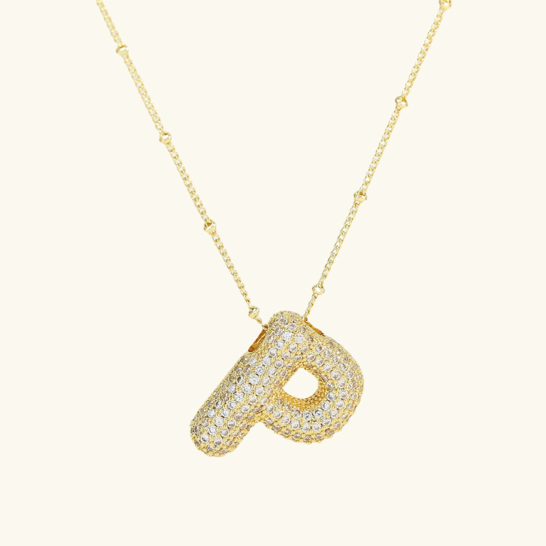 Valantomode | Gold Plated Bubble Initial Necklace for Women