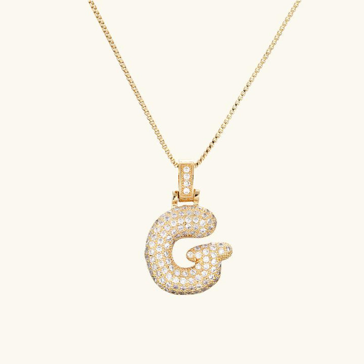 Valantomode | Plated Letter Luxe Necklace with Alphanumeric Architecture and Refractive Assets