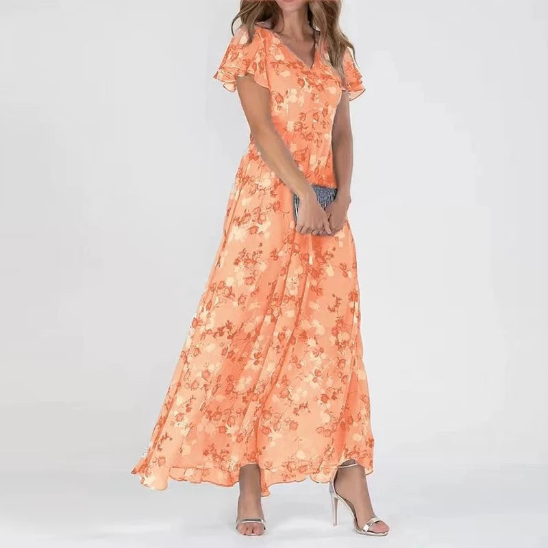 Valantomode | Chic Floral Maxi Dress for Women - Elegant Style