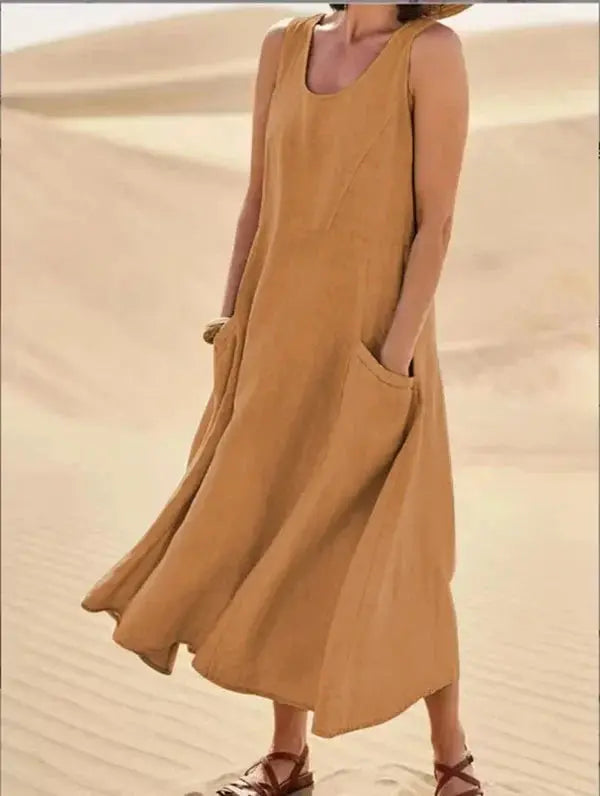 Valantomode | Chic Linen Dress for Effortless Summer Style