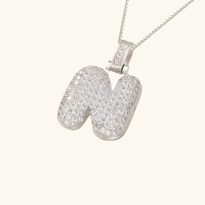 Valantomode | Plated Letter Luxe Necklace with Alphanumeric Architecture and Refractive Assets