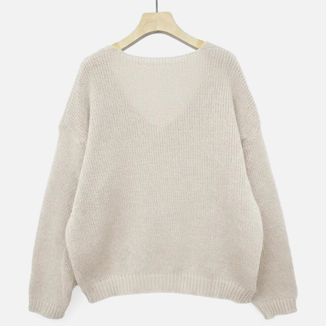 Valantomode | Women’s V-Neck Pullover Sweater – Essential Metropolitan Knitwear