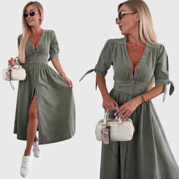 Valantomode | Stylish Denim Dress for Casual Outings and Summer Fun