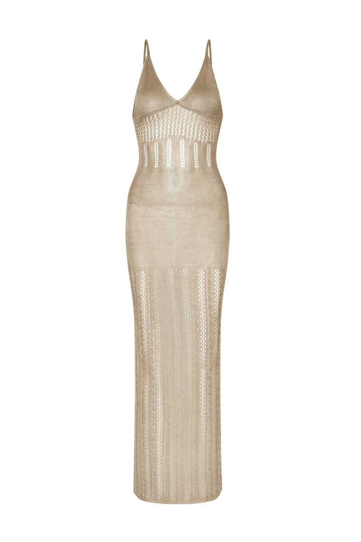 Valantomode | Chic Open Knit Maxi Dress for Effortless Style