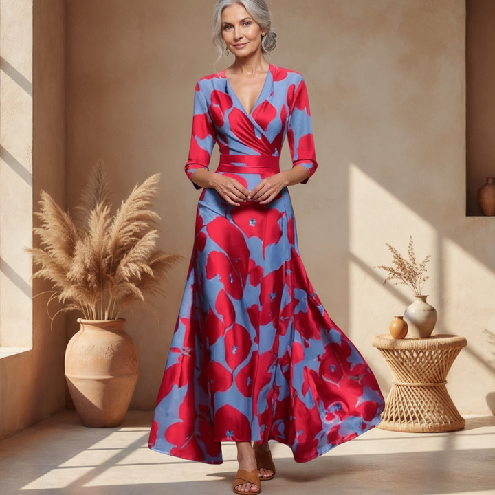 Valantomode | Dress with Printed Wrap Design