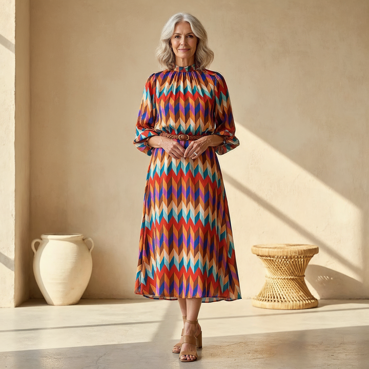 Valantomode | Dress with Geometric Pattern