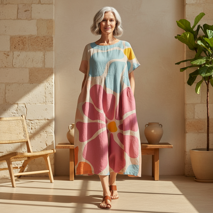 Valantomode | Dress with Bold Floral Patterns