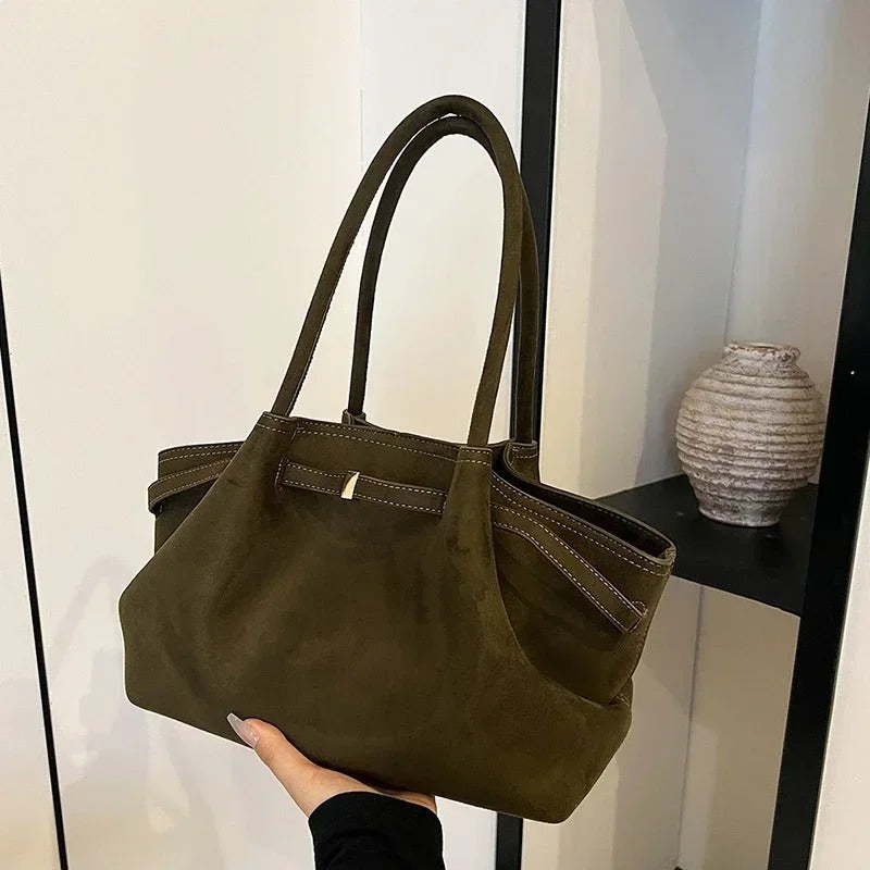 Valantomode | Velvet Horizon Garrison – 46cm Premium Vegan Suede Oversized Business Tote