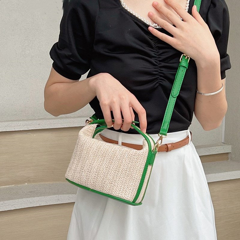 Valantomode | The ‘Aurelius’ Poppy Micro-Monolith – Women's Premium Mini Artisanal Straw Crossbody