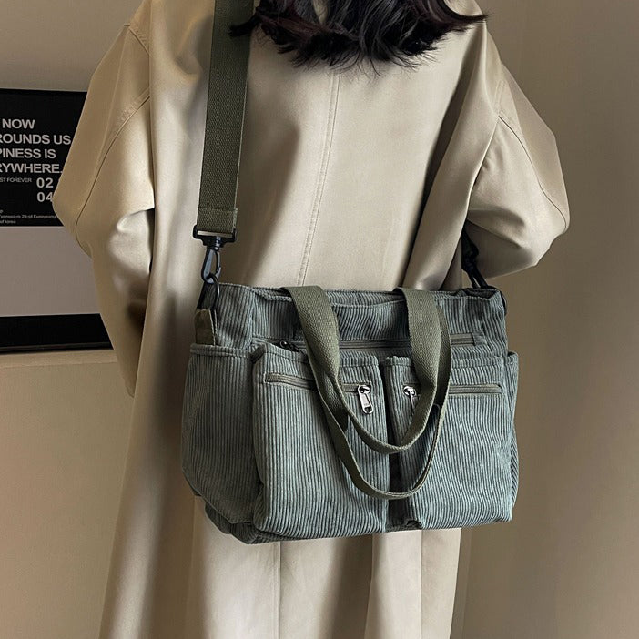 Valantomode | Velvet Ribbed Garrison – Premium Corduroy Water-Resistant Business Tote & Book Bag
