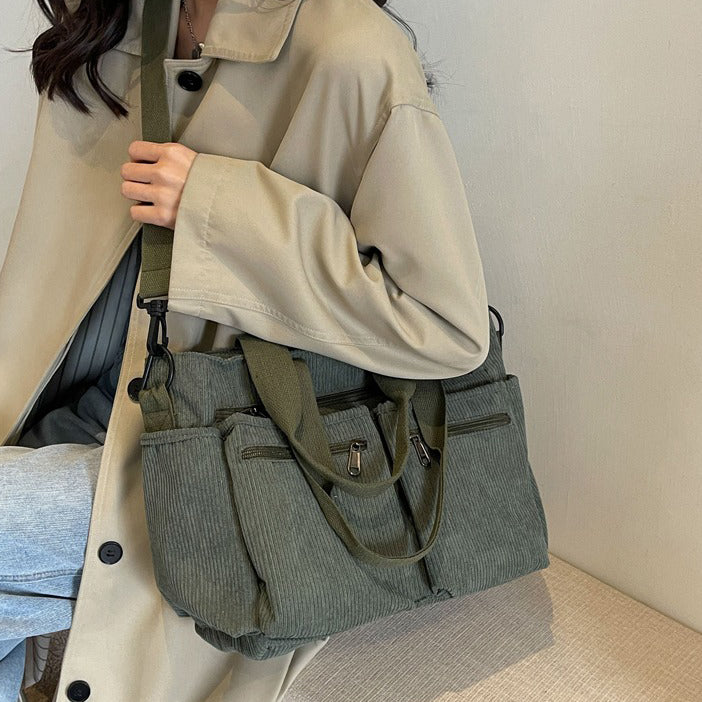 Valantomode | Velvet Ribbed Garrison – Premium Corduroy Water-Resistant Business Tote & Book Bag