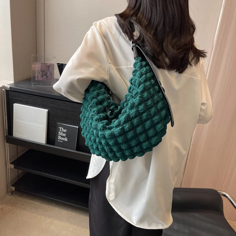 Valantomode | The Veridian Nimbus Logistics – Women's Premium Textured Cotton Cloud Puffer Bag