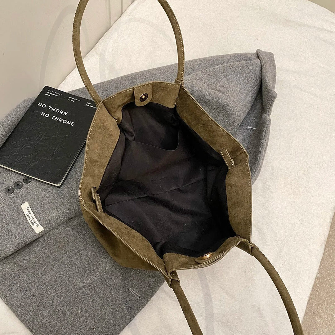 Valantomode | Velvet Horizon Garrison – 46cm Premium Vegan Suede Oversized Business Tote