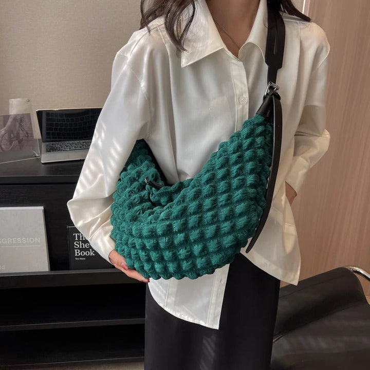 Valantomode | The Veridian Nimbus Logistics – Women's Premium Textured Cotton Cloud Puffer Bag