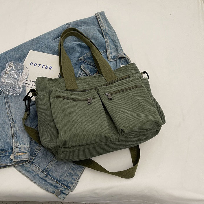 Valantomode | Velvet Ribbed Garrison – Premium Corduroy Water-Resistant Business Tote & Book Bag