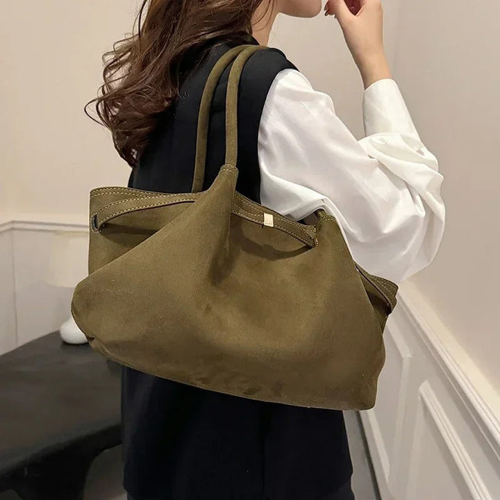 Valantomode | Velvet Horizon Garrison – 46cm Premium Vegan Suede Oversized Business Tote