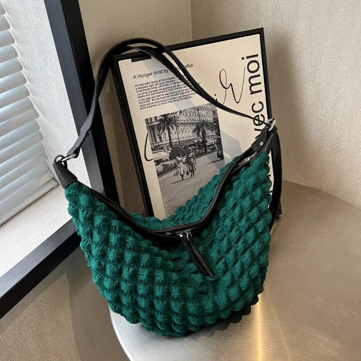 Valantomode | The Veridian Nimbus Logistics – Women's Premium Textured Cotton Cloud Puffer Bag