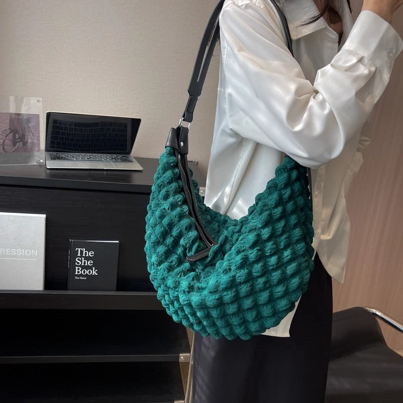 Valantomode | The Veridian Nimbus Logistics – Women's Premium Textured Cotton Cloud Puffer Bag