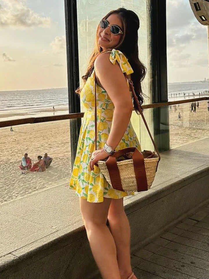 Valantomode | Stunning Lime Print Summer Dress for Your Wardrobe