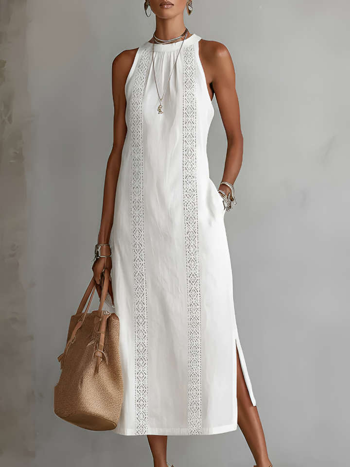 Valantomode | Chic Midi Dress with Elegant Kant Detail for Women