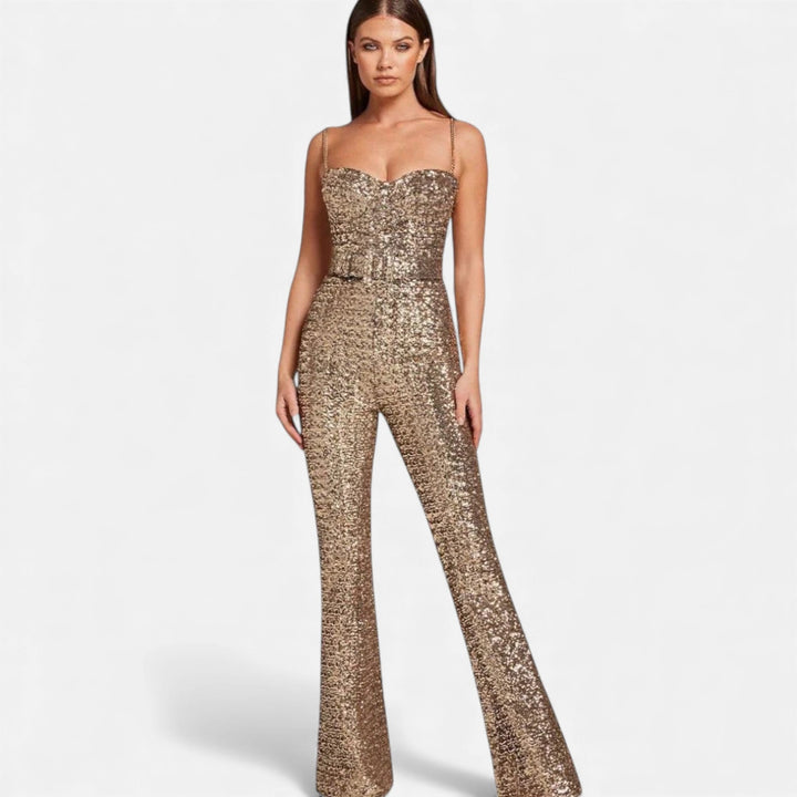 Valantomode | Women’s Refined Sequin Evening Jumpsuit