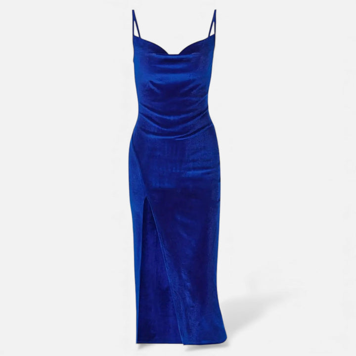 Valantomode | Women’s Evening Dress with Ruched Detail and Spaghetti Straps