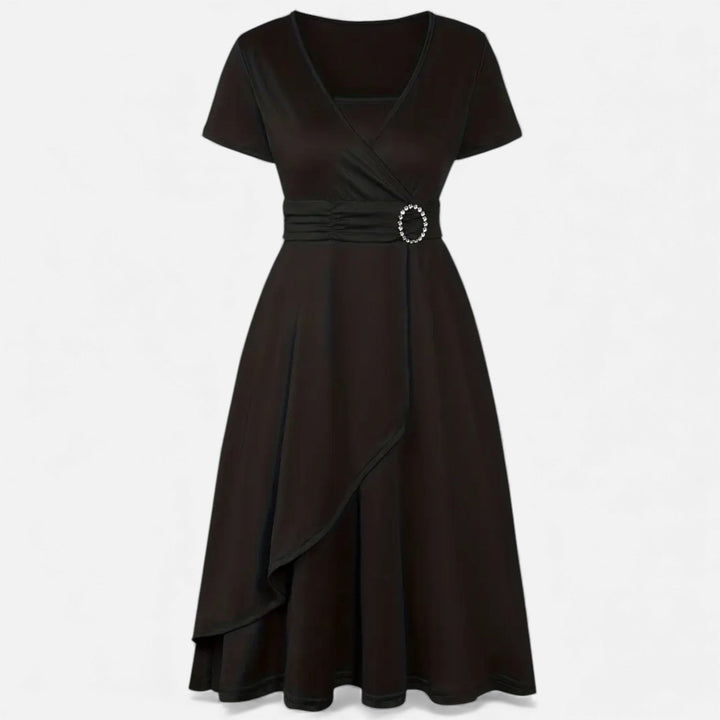 Valantomode | Women’s V-Neck Evening Dress with short sleeves