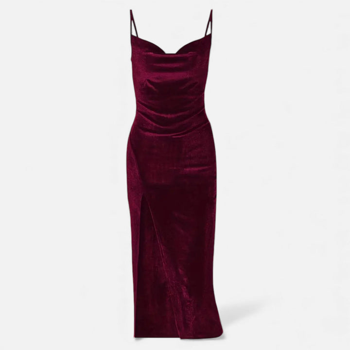 Valantomode | Women’s Evening Dress with Ruched Detail and Spaghetti Straps